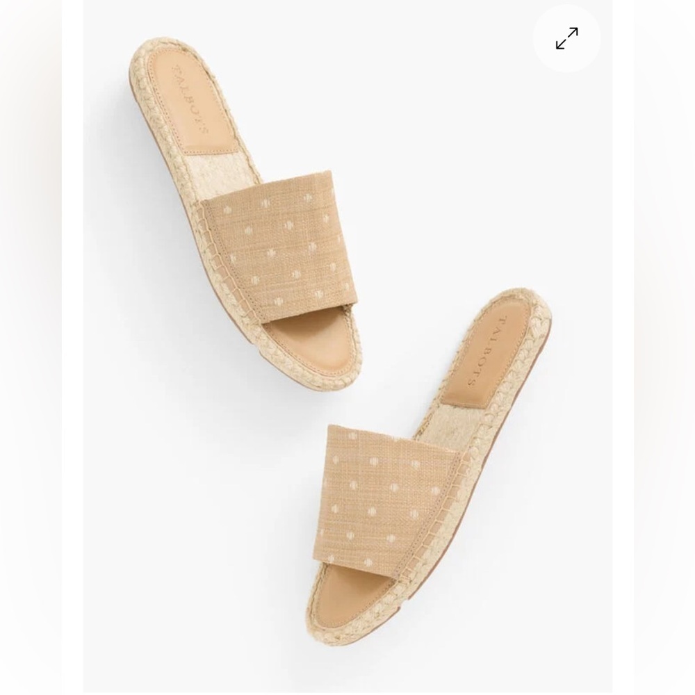 Talbots NWT ilyssa polka dot raffia espadrilles slides size 9